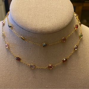 New Natural Colorful Spinel chain 26 inches in 18K solid gold